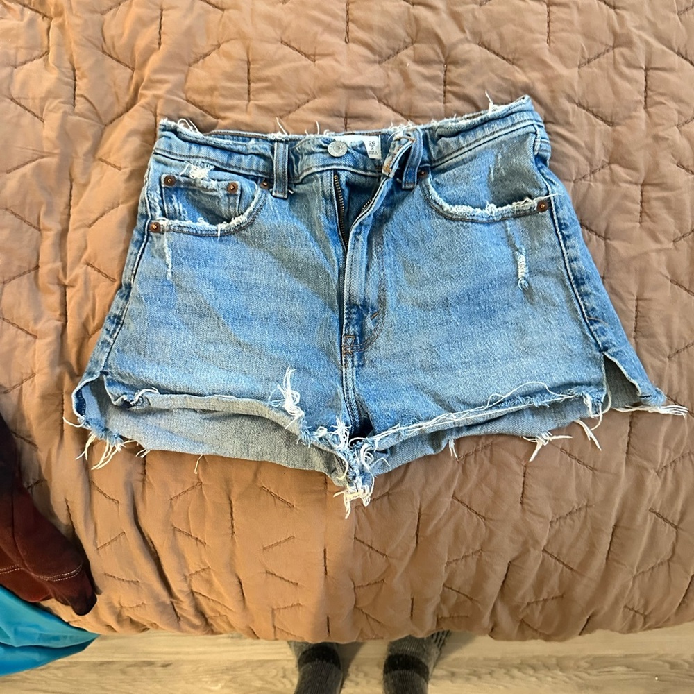 Abercrombie & Fitch Blue Jean Shorts Distressed Frayed Hem